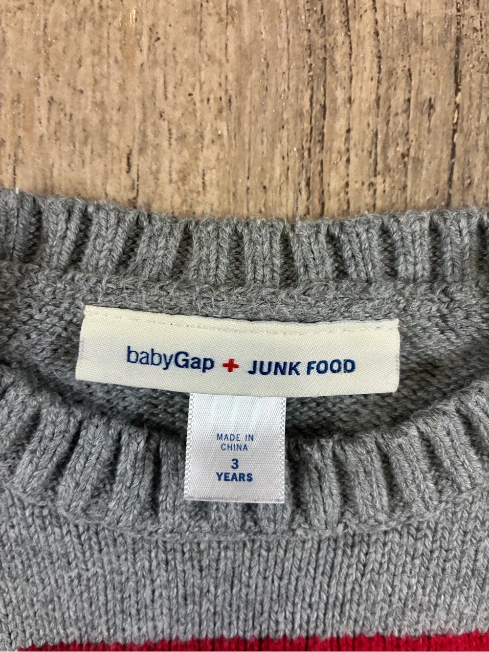 BabyGap x Junk Food Superman Gray Knit Sweater Boys 3T Red Logo DC Comics #1328